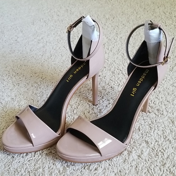 Madden Girl Flashy Ankle Strap Fawn Patent Heels - Picture 10 of 16